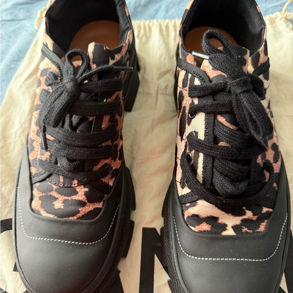 Ganni Leopard Print Nylon Sneakers (41)